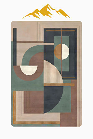 Modern Desenli Dijital Baskı Kaymaz Taban Halı H1085