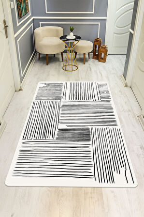 Modern Desenli Dijital Baskı Kaymaz Taban Halı H1086