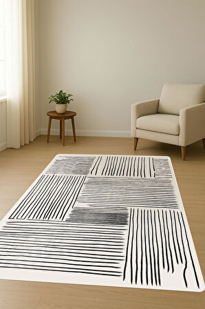 Modern Desenli Dijital Baskı Kaymaz Taban Halı H1086