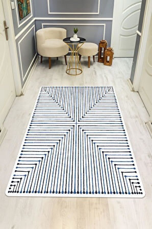 Modern Desenli Dijital Baskı Kaymaz Taban Halı H1090