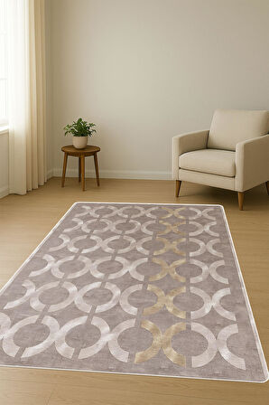 Modern Desenli Dijital Baskı Kaymaz Taban Halı H1032