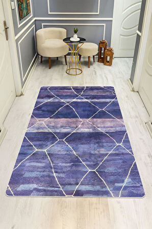 Modern Desenli Dijital Baskı Kaymaz Taban Halı H1040