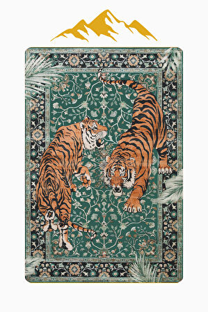 Kaplan Desenli Dijital Baskı Kaymaz Taban Halı H1019