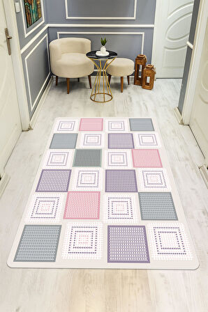 Modern Desenli Dijital Baskı Kaymaz Taban Halı H1029