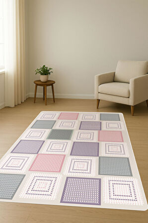 Modern Desenli Dijital Baskı Kaymaz Taban Halı H1029