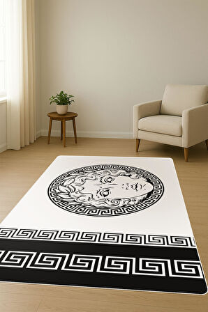 Modern Desenli Dijital Baskı Kaymaz Taban Halı H0846