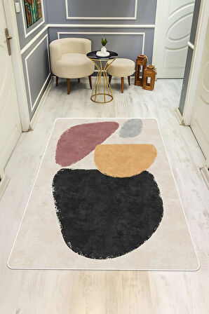 Modern Desenli Dijital Baskı Kaymaz Taban Halı H0292