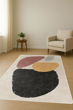 Modern Desenli Dijital Baskı Kaymaz Taban Halı H0292