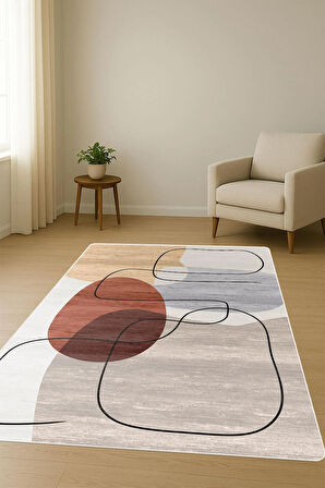 Modern Desenli Dijital Baskı Kaymaz Taban Halı H0294
