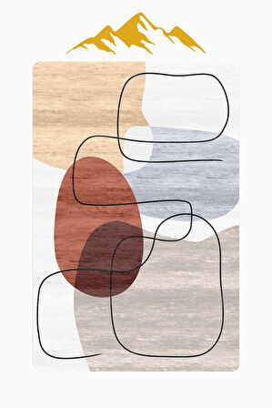 Modern Desenli Dijital Baskı Kaymaz Taban Halı H0294