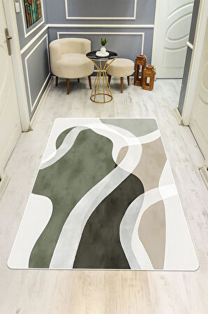 Modern Desenli Dijital Baskı Kaymaz Taban Halı H0222