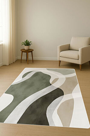 Modern Desenli Dijital Baskı Kaymaz Taban Halı H0222