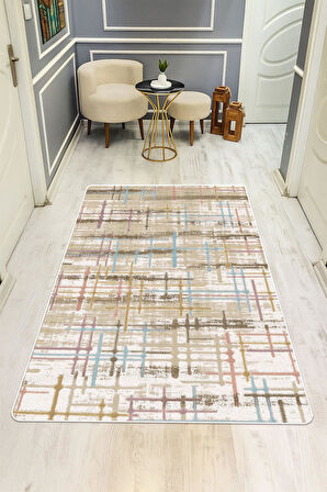 Modern Desenli Dijital Baskı Kaymaz Taban Halı H0252