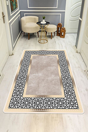 Modern Desenli Dijital Baskı Kaymaz Taban Halı H0165
