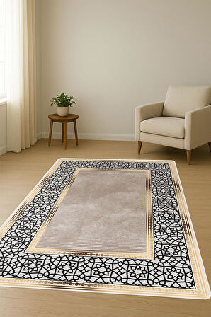 Modern Desenli Dijital Baskı Kaymaz Taban Halı H0165