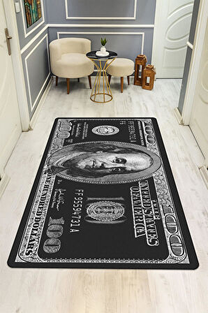 Modern Dolar Desen Dijital Baskı Kaymaz Taban Halı H0169