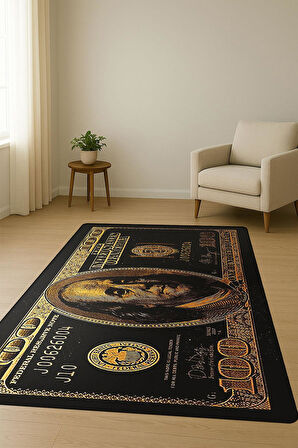 Modern Dolar Desen Dijital Baskı Kaymaz Taban Halı H0170