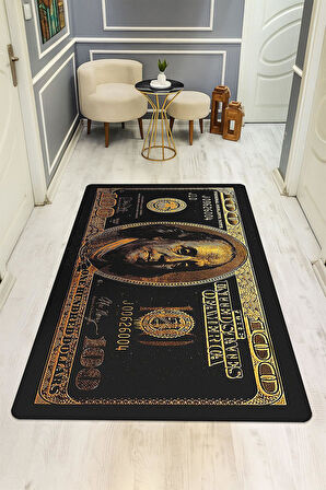 Modern Dolar Desen Dijital Baskı Kaymaz Taban Halı H0170