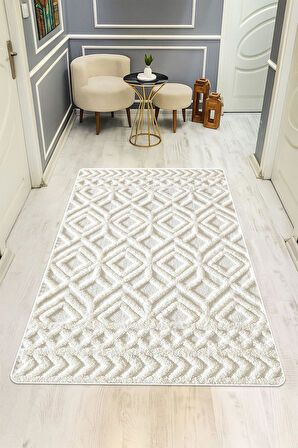 Modern Desenli Dijital Baskı Kaymaz Taban Halı H0206