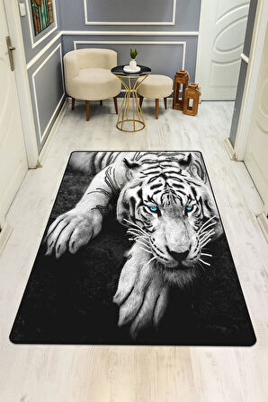 Kaplan Desenli Dijital Baskı Kaymaz Taban Halı H0133