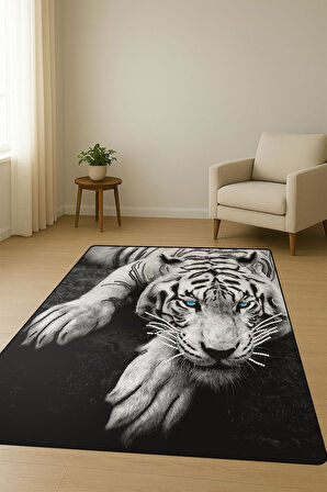 Kaplan Desenli Dijital Baskı Kaymaz Taban Halı H0133