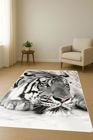 Kaplan Desenli Dijital Baskı Kaymaz Taban Halı H0140