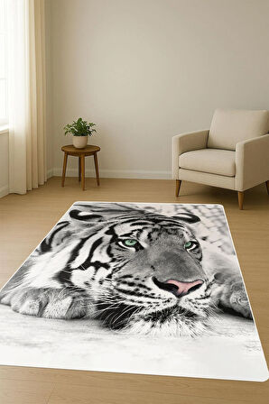 Kaplan Desenli Dijital Baskı Kaymaz Taban Halı H0140