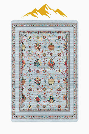 Vintage Desen Dijital Baskı Kaymaz Taban Halı H0281