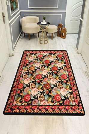 Vintage Desen Dijital Baskı Kaymaz Taban Halı H1048