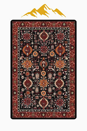 Vintage Desen Dijital Baskı Kaymaz Taban Halı H1049