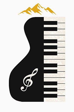 Piano Desenli Lazer Kesim Dijital Baskı Kaymaz Taban Halı H0448