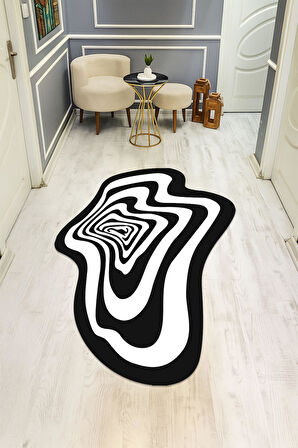 Modern Lazer Kesim Dijital Baskı Kaymaz Taban Halı H0450