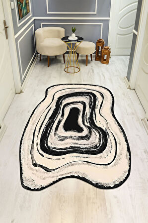 Modern Lazer Kesim Dijital Baskı Kaymaz Taban Halı H1022