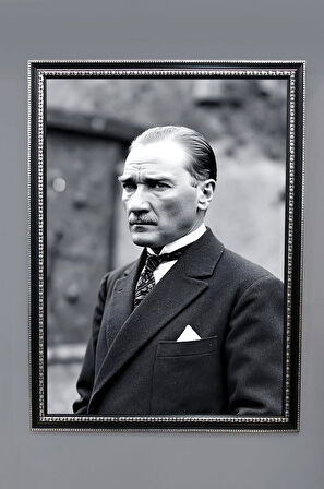 Atatürk Portresi Dijital Baskılı Kadife Kumaş Çerçeveli Tablo TBL0041