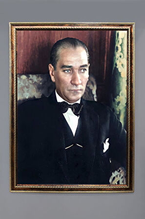 Atatürk Portresi Dijital Baskılı Kadife Kumaş Çerçeveli Tablo TBL0043