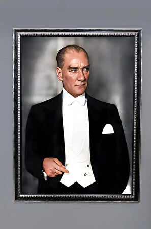 Atatürk Portresi Dijital Baskılı Kadife Kumaş Çerçeveli Tablo TBL0044