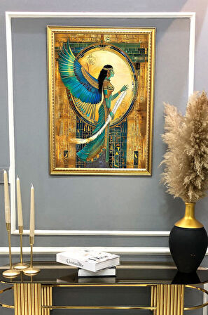 Antik Mısır Desenli Dijital Baskılı Kadife Kumaş Çerçeveli Tablo TBL0045