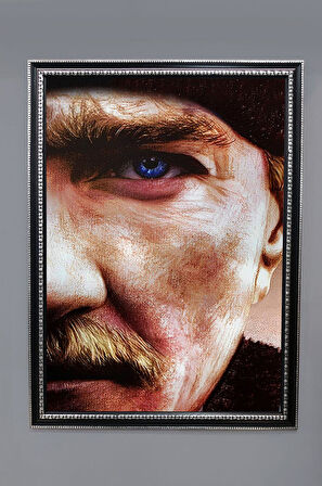 Atatürk Portresi Dijital Baskılı Kadife Kumaş Çerçeveli Tablo TBL0049