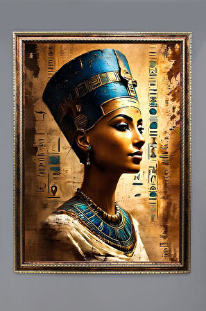 Antik Mısır Desenli Dijital Baskılı Kadife Kumaş Çerçeveli Tablo TBL0056
