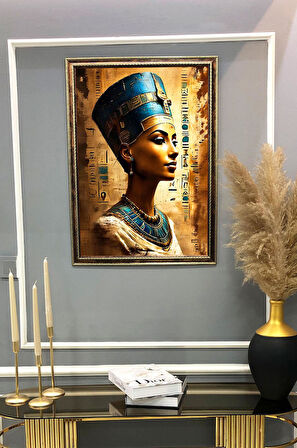 Antik Mısır Desenli Dijital Baskılı Kadife Kumaş Çerçeveli Tablo TBL0056