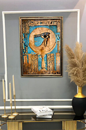 Antik Mısır Desenli Dijital Baskılı Kadife Kumaş Çerçeveli Tablo TBL0059