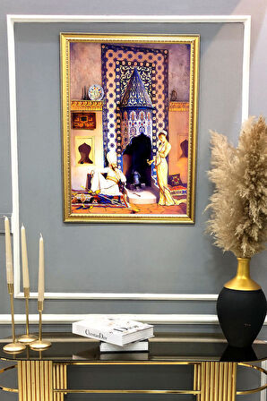 Kahve Ocağı Desenli Dijital Baskılı Kadife Kumaş Çerçeveli Tablo TBL0065