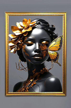 Kadın Figürlü Dijital Baskılı Kadife Kumaş Çerçeveli Tablo TBL0069