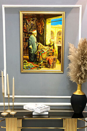 Halı Satıcısı Desenli Dijital Baskılı Kadife Kumaş Çerçeveli Tablo TBL0073