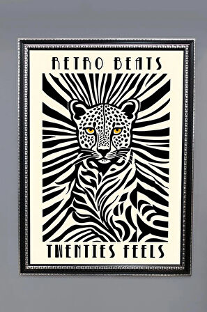 Modern Leopar Desenli Dijital Baskılı Kadife Kumaş Çerçeveli Tablo TBL0077