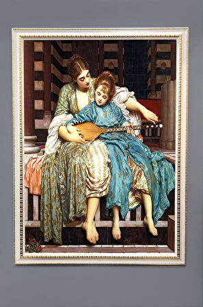 Müzik Dersi Desenli Dijital Baskılı Kadife Kumaş Çerçeveli Tablo TBL0081