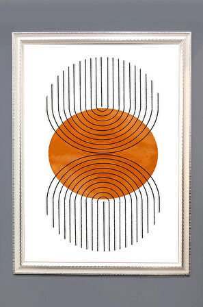 Soyut Boho Geometrik Desenli Dijital Baskılı Kadife Kumaş Çerçeveli Tablo TBL0089