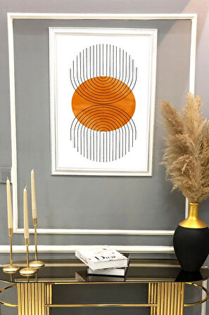 Soyut Boho Geometrik Desenli Dijital Baskılı Kadife Kumaş Çerçeveli Tablo TBL0089