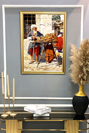 Simit Satan Adam Desenli Dijital Baskılı Kadife Kumaş Çerçeveli Tablo TBL0016