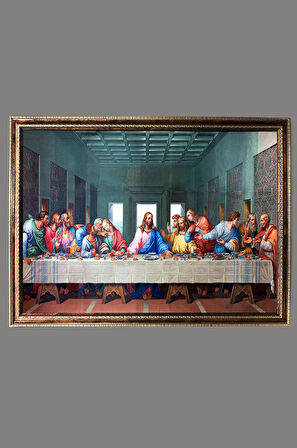 Son Aksam Yemeği Desenli Dijital Baskılı Kadife Kumaş Çerçeveli Tablo TBL0020